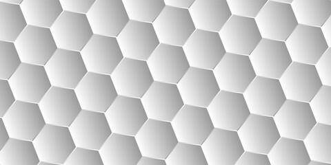 3D Futuristic honeycomb mosaic white background. Realistic geometric mesh cells texture. Abstract white vector wallpaper with hexagon grid