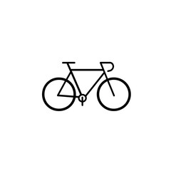 Fototapeta premium A minimalist bicycle icon in black lines on a white background, representing cycling, recreation, and sustainable transportation.