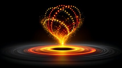 Circular pattern of fading dot rings centered over a shifting gradient base, giving the illusion of movement and dimension