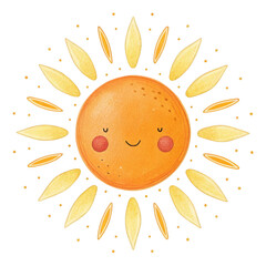 3d cartoon sun with smiling face and rays