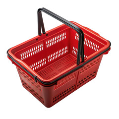 3d red shopping basket with black handles