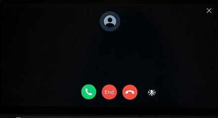 A screenshot of a video call interface with call controls and a user avatar, representing online communication and virtual meetings in a digital environment
