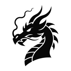 Black dragon head silhouette mythical