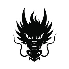 Black dragon head silhouette mythical