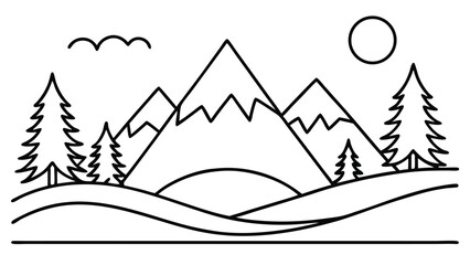 Serene Set of 1 Minimalist Mountain Landscape Icon Design for Nature Projects