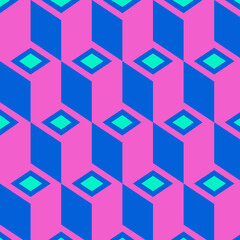 Abstract Geometric Pattern with Diamonds and Cubes