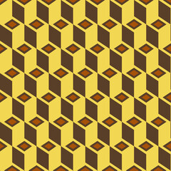 Geometric Pattern of Cubes in Yellow and Brown