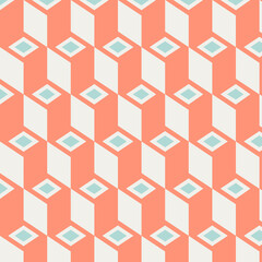 Abstract Geometric Pattern in Coral and Teal