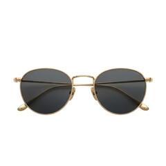 Elegant golden eyeglasses with dark lenses, a timeless fashion accessory, perfect for vision correction and sun protection