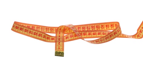 Metric measuring tape isolated on white background, clipping path	