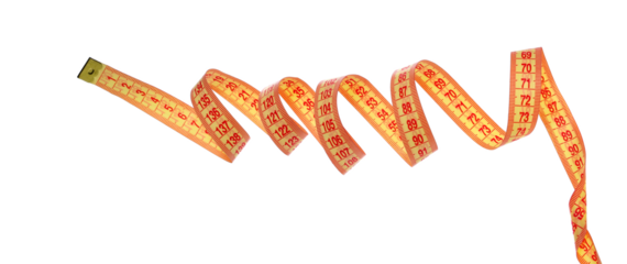 Metric measuring tape isolated on white background, clipping path	