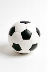 Naklejka premium Isolated Leather Soccer Ball with Black and White Panels on a Plain White Surface