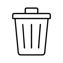 Trash can icon vector illustration, garbage bin symbol, waste container, outline design, recycle bin