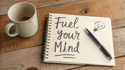 Creative Workspace with Notebook and Coffee for Motivation and Ideas