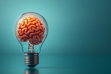Brain power lightbulb concept for innovation and creative thinking ideas