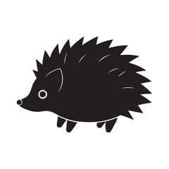 Stylized Black Silhouette of a Cute Hedgehog with Spikes and Small Paws
