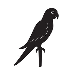 Elegant Parrot Silhouette Perched on a Stick Vector Graphic for Diverse Design Applications