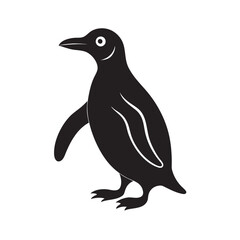 Stylized Black Penguin Silhouette Vector Graphic Representing a Waving Bird