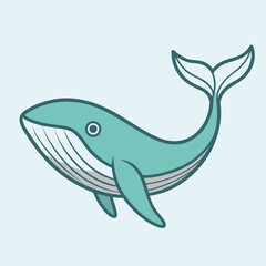 Cartoon blue whale illustration isolated on white background