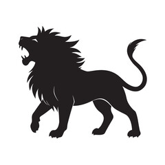 Majestic Roaring Lion Silhouette Powerful Wild Animal King of the Jungle Regal Creature Dynamic Pose African Savannah Predator