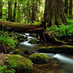 Fototapeta premium Lush forest creek scene