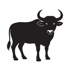 Majestic Black Bull Silhouette Vector Graphic for Artistic and Design Purposes