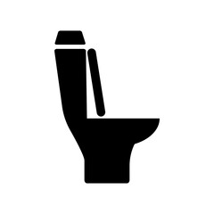 Minimalist toilet icon in black and white silhouette