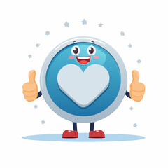 Digital Heart of Approval: A cheerful cartoon heart symbol giving a thumbs up, exuding positivity and representing digital interaction and content preference. 