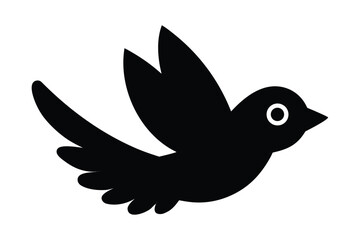 Black silhouette of a flying sparrow bird