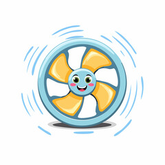 Smiling Fan: A cute cartoon fan illustration with a smiling face, radiating energy and a playful design, evokes a sense of coolness and fun.