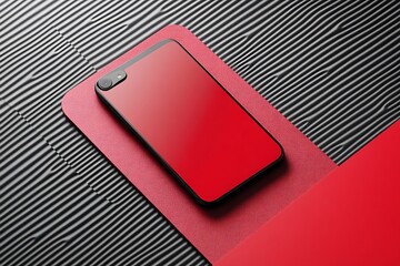 Red smartphone mockup product photography display for online store design