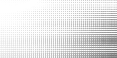 Grunge halftone gradient background. Faded grit noise texture. White and black sand wallpaper. Retro pixelated backdrop. Anime or manga style comic overlay. Vector graphic design textured template.