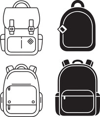 Bag set silhouette vector art icon illustration, Shapes Collection Isolated on White Background