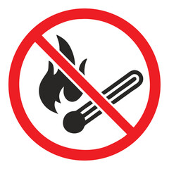 No Open Flame No Smoking Prohibition Vector Sign Symbol