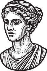 Greek female statue head vector illustration