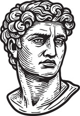 Greek male statue head vector illustration