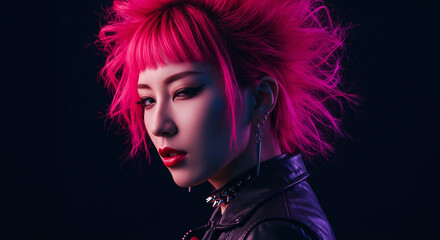 Fototapeta premium Vibrant Pink Punk Portrait