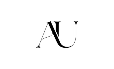 AU initial letters, monogram logo