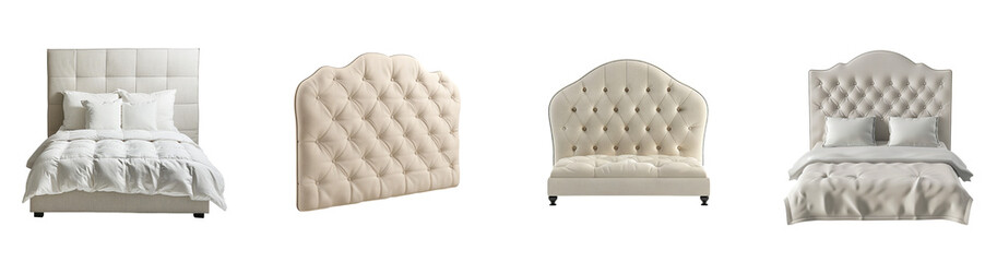 Fototapeta premium Elegant ivory bedroom headboards beds in different styles