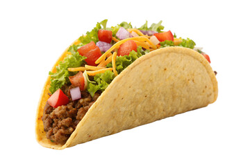 Fresh Taco with Meat and Veggies PNG Transparent