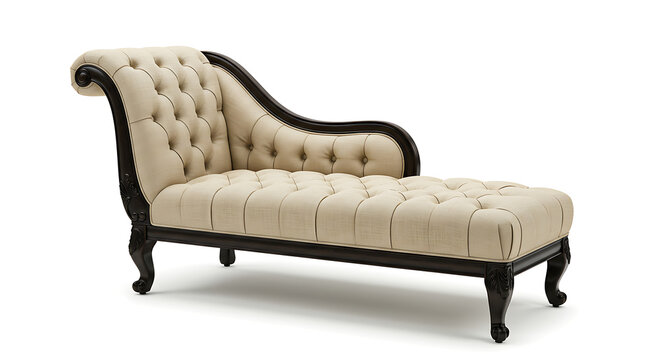 This studio shot features an elegant chaise lounge, exuding timeless sophistication and classic charm