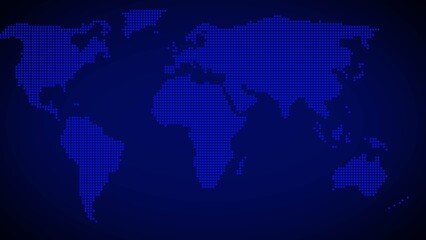 Blue Dotted World Map Silhouette Global Network Digital Technology Graphic globe dots