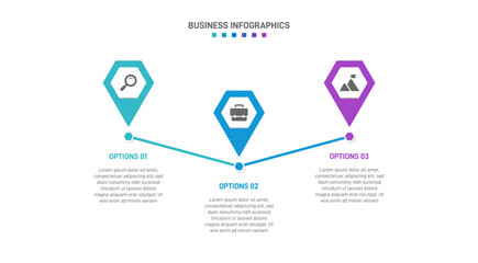 Progress bar featuring 3 arrow-shaped elements, symbolizing the three stages of business strategy and progression. Clean timeline infographic design template. Vector for mobile presentation.