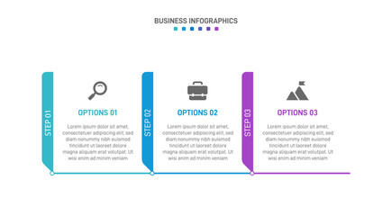 Progress bar featuring 3 arrow-shaped elements, symbolizing the three stages of business strategy and progression. Clean timeline infographic design template. Vector for mobile presentation.