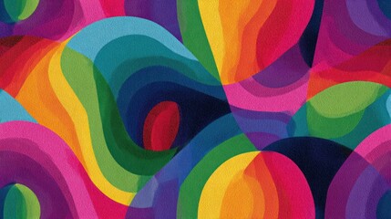 Obraz premium Abstract overlapping colorful shapes create a vibrant, flowing pattern with textured effect