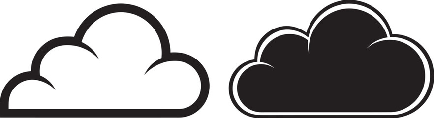 Obraz premium Two cloud icons, one white and one black, isolated on white background