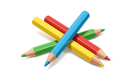 Fototapeta premium Colorful pencils crossed together isolated on white background