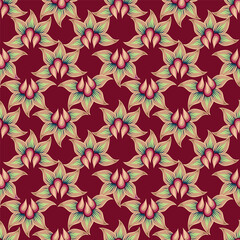 Seamless beautiful vintage flower pattern textile design