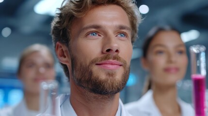 Diverse team of male scientists examining microbio in a state-of-the-art laboratory environment insights into microbial diversity