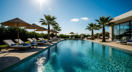 Fototapeta premium swimming pool at sunset